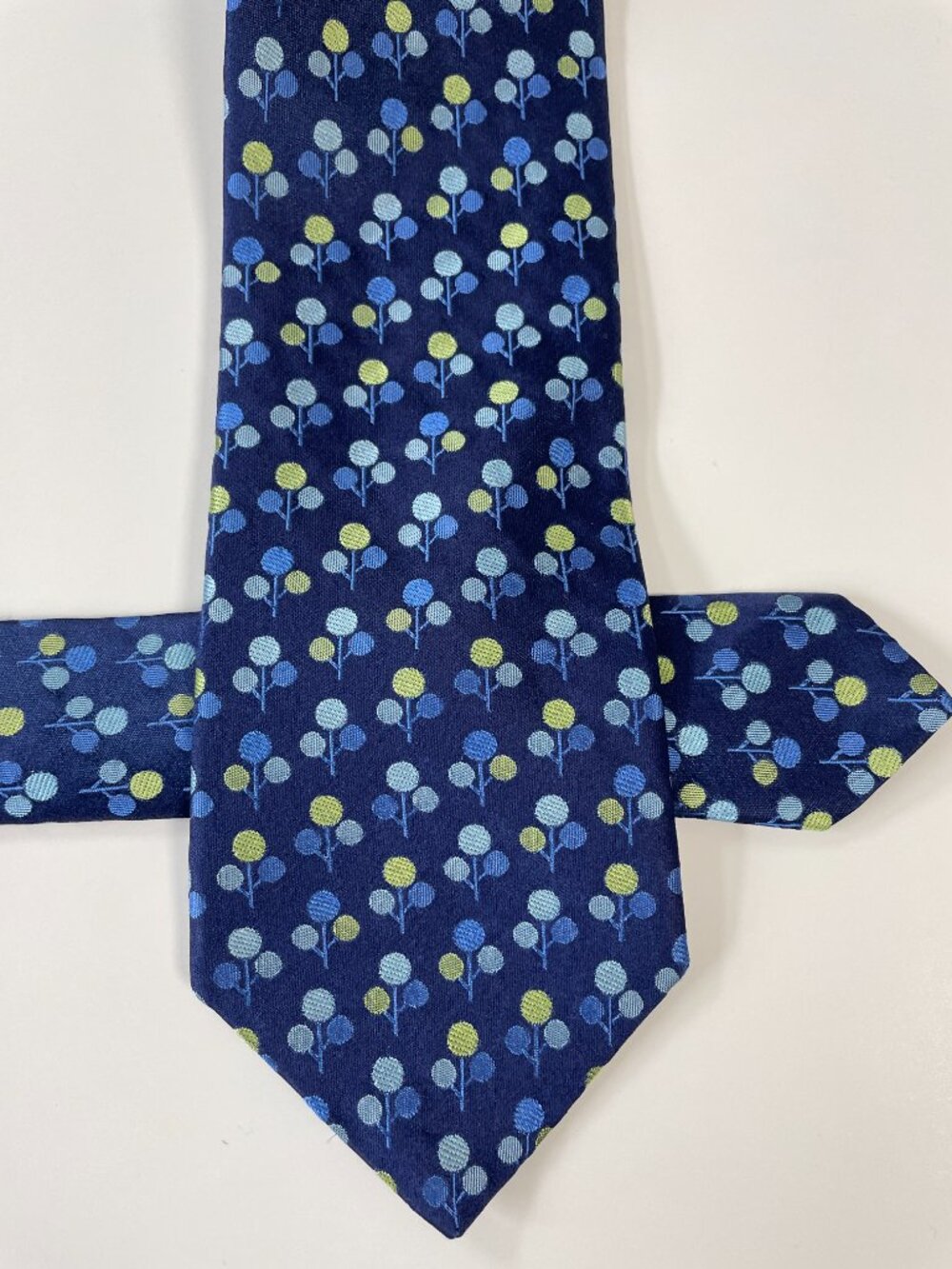 Ted Baker London Textured Blue Floral Berry Pattern Silk Tie Geometric